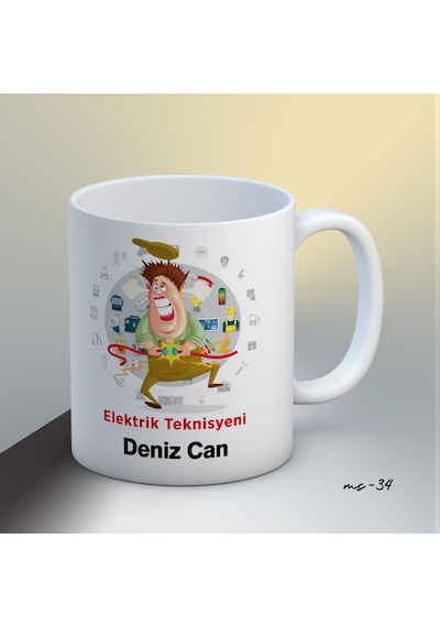 Kişiye Özel Elektrik Teknisyeni Temalı Kupa Bardak Beyaz