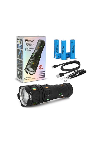 Hubrendy Kargo 5000 Lümen Cree Tg Led Şarj Göstergeli El Feneri Wt-731