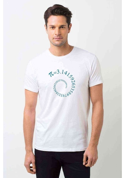 14 Mart Dünya Pi Günü Baskılı Beyaz Erkek Tshirt (528638215)
