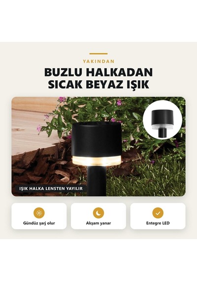 Solar Kazıklı Bahçe Yolu Lambası, Siyah, 12 Adet, Gt-sl47