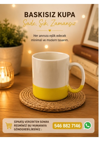 Renkli Detay Kişiye Özel Baskılı Kupa-3 Farklı Renk Seçeneği Sarı