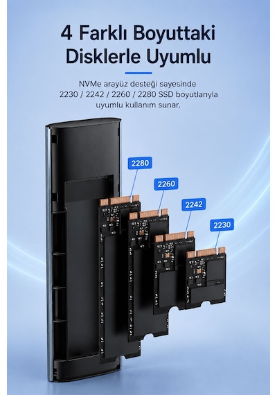Usb 3.2 Gen2 10gbps M.2 Nvme Ssd Kutusu Harici Taşınabilir Alüminyum Alaşım Disk Kutusu Uasp Trım Komut Desteği Akıllı Uyku Modu 2230 2242 2260 2280 Y201