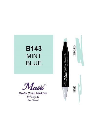 Çift Uçlu Marker Grafik Çizim Kalemi 143 Nane Mavisi