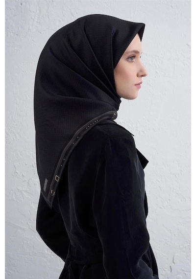 Armine İpek Eşarp 2026 Kış - 9401-52 Siyah Twill Siyah