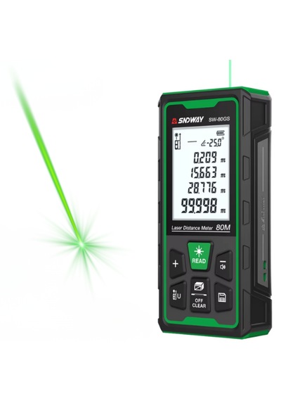 Sndway Sw-80gs Yeşil Lazerli 80 Metre Lazermetre Şarjlı Ve Ip68 Korumalı