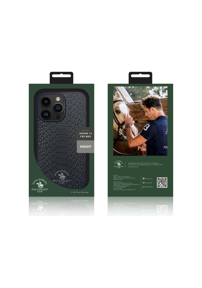 Santa Barbara Polo Knight-Apple iPhone  Uyumlu  14 Pro Kilif.yılan Derisi Tasarımı.Apple iPhone  Uyumlu  14 Pro Deri Kılıf Siyah