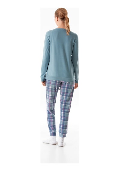 Fullamoda Kedi Nakışlı Bisiklet Yaka 2 Li Pijama Takımı 24mıcg631125732-mavi Mavi