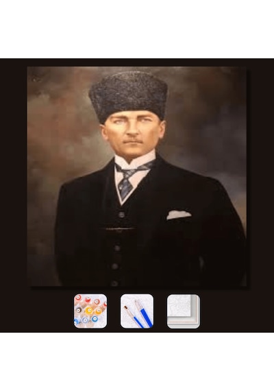 Ulu Önder Atatürk 2 Sayılarla Boyama Seti - Çerçeveli, 40x50cm