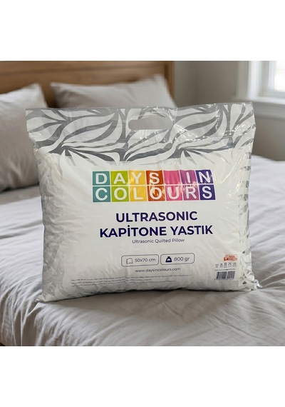 Çantalı 2 Adet Mikro Kapitone Silikon Yastık Mikrofiber Antialerjik - 800 Gram - 2 Adet Ultrasonik Kapitone Yastık Beyaz