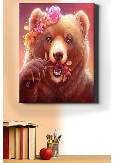 Webstyle Sayılarla Boyama Seti Kasnaklı Sevimli Boz Ayı 60 X 75 Cm
