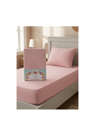 Tek Kişilik Penye Lastikli Çarşaf+yastık Kılıfı 100 200 Pembe