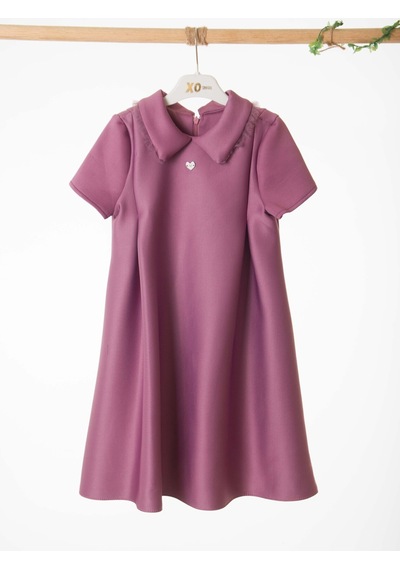 Xo Kids Kız Çocuk Elbise 4-8 Yaş 9221 Mor