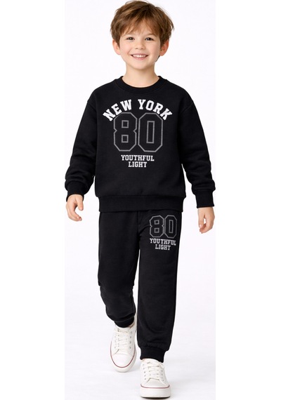 Beka Kids Erkek Çocuk Siyah Baskılı İki İplik Rahat Eşofman Takımı Beka Kids Erkek Çocuk Siyah Baskılı İki İplik Rahat Eşofman Takımı