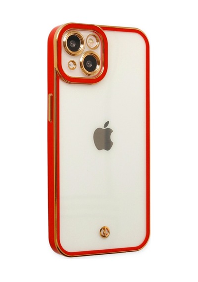 Apple Uyumlu - iPhone 14 Plus Kılıf Liva Lens Silikon - Kırmızı