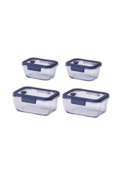 Neoflam Fika Glace Mavi Vakumlu 4 Parça Saklama Kabı 460 Ml + 800 Ml