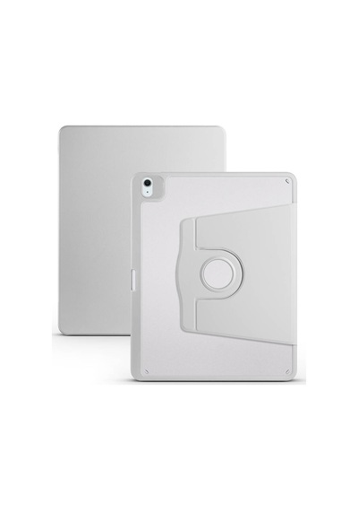 İpad Air 13 2025 M3 A3268-a3269-a3271 Uyumlu Kalem Bölmeli Dönebilen Standlı Termik Tablet Kılıfı - Gri - T36486