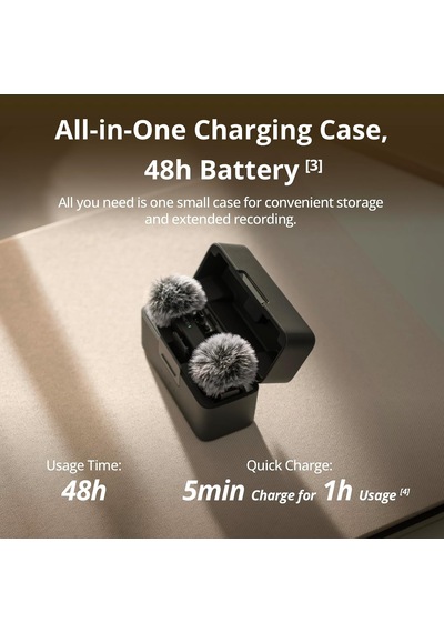 Mıc Mini 2tx + 1 Rx Şarj Kutusu , Ultra Hafif, Hq Ses, 48 Saat Kullanım, Gürültü İptali, Otomatik Limit, Kablosuz Mikrofon, Kamera/ıphone/android, Vlog, Akış İçin