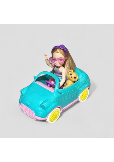 Mini Arabalı Mira Bebek 16cm Arabalı Köpekli Sevimli Bebek Figürlü Eğlenceli Oyuncak Seti