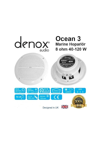 Denox Ocean 3 Neme Ve Suya Dayanıklı Asma Tavan Hoparlör 40W 10Cm