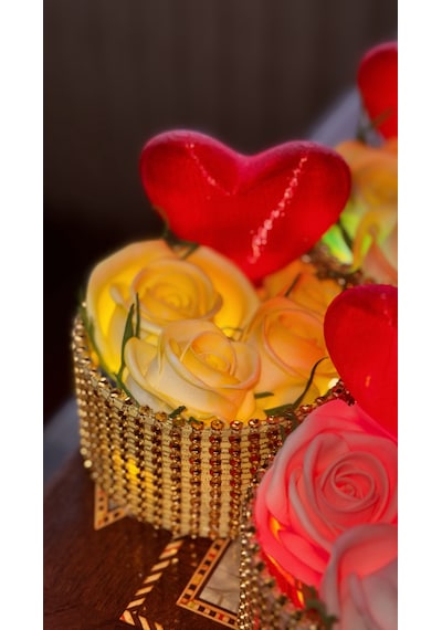Sevgililer Günü Ledli Gül Sepeti 10cm 10cm