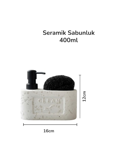 Stoneware Sıvı Sabunluk Süngelik Bölmeli Beyaz 48798
