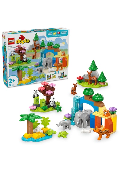 LEGO® DUPLO® Kasabası 3’ü 1 Arada Vahşi Hayvan Aileleri 10446 - 2 Yaş ve Üzeri Küçük Çocuklar için Eğitici Oyuncak Yapım Seti (92 Parça)