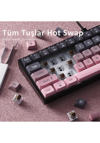65% Kablolu Hotswap Mekanik Oyun Klavyesi,68 Tuşlu Taşınabilir Anti-ghosting Klavye,gökkuşağı Arkadan Aydınlatmalı Programlanabilir,ergonomik, Ajazz Ak680 Pembe Brown Switch 65% Kablolu Hotswap Mekanik Oyun Klavyesi,68 Tuşlu Taşınabilir Anti-ghosting Klavye,gökkuşağı Arkadan Aydınlatmalı Programlanabilir,ergonomik, Ajazz Ak680 Pembe Brown Switch