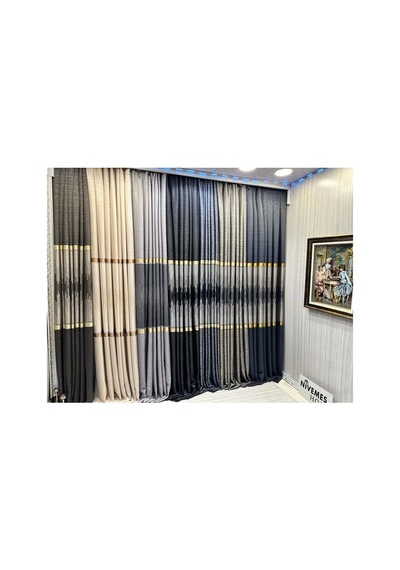 Amasra Ft614164 V-5403 Gri 1/3 Sık Pileli Fon Perde Apm Cok Renkli