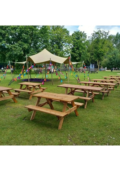 İahşap 6 Kişilik Ticari Tip Fırınlanmış Emprenyeli Ahşap Piknik Masası - 150 Cm Kahverengi