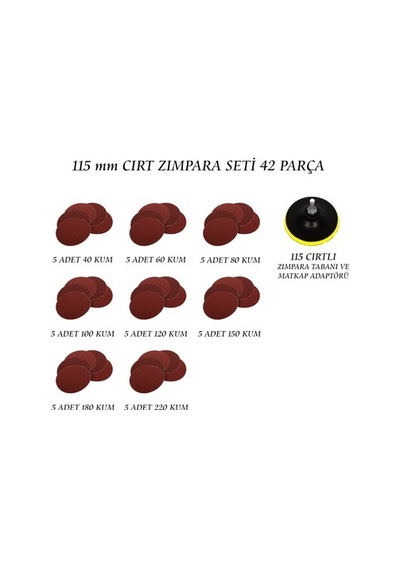 Cırt Zımpara Seti 42'li Farklı Taban Ve Adaptör