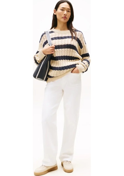 Tommy Hilfiger Dnm Whıte Relaxed St, Ybr Beyaz Kadın Kot Pantolon
