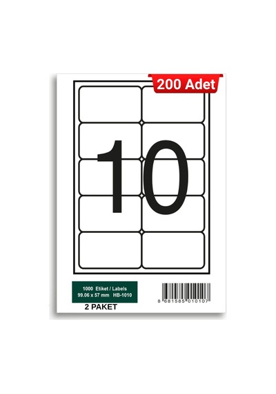 Herboy Hb-1010 99,1 X 57 Mm A4 Laser Etiket 200 Adet