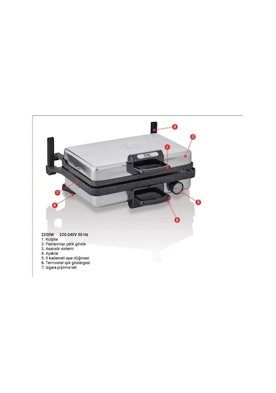 Taç TAC-7863 2000 W Tost Ve Lahmacun Makinesi