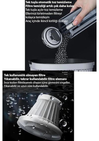 Dybox 22500pa 130w 7800 Bataryalı Güçlü Portatif Vakumlu Kablosuz Üflemeli Mini Araç Süpürgesi 22500pa