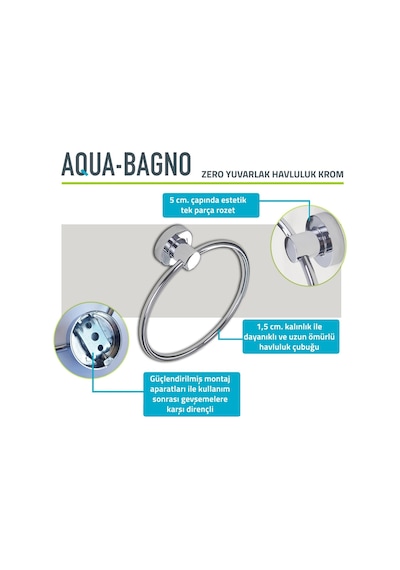 Aqua Bagno Zero Yuvarlak Havluluk - Parlak Krom