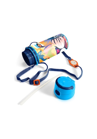 Coral High Kids Lacivert Saks Aslan Desenli Pipetli Alüminyum Matara 600 Ml 11938