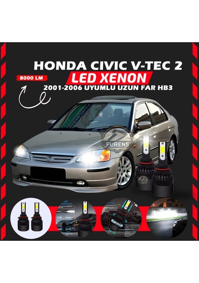 Honda Civic V-tec 2 2001-2006 Uzun Far Uyumlu Şimşek Etkili Led Xenon Light Series Hb3