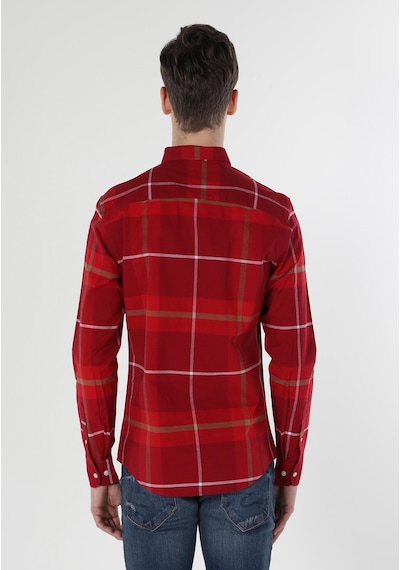 Colin's Colins Slim Fit Shirt Neck Ekoseli Erkek Kirmizi Uzun Kol Gömlek Cl1058638 Q1.v1 Red Kırmızı