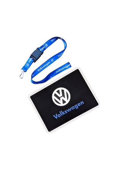 Volkswagen Logolu Anahtarlıklı Mavi Oto Ayna Askı Ipi Volkswagen Araç Torpido Üstü Kaydırmaz Ped
