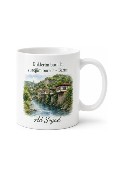 Bartın Temalı Baskılı Kupa Bardak Memleket Hediye Porselen Mug Beyaz / Çok Renkli