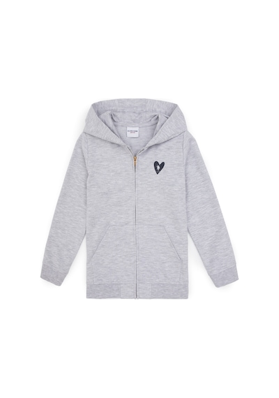 U.S. Polo Assn. Kız Çocuk Açık Gri Melanj Kapüşonlu Fermuarlı Sweatshirt 50316873-VR091