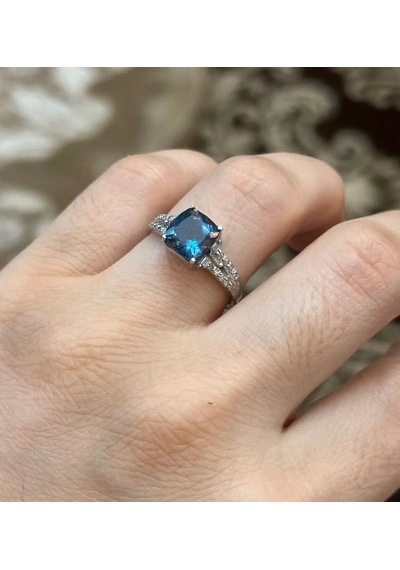 Allahverdi Türkmen Mavi Topaz Elmas Yüzük 091