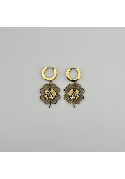 Arnes Jewelry Çelik Yonca Tuğralı Küpe Ar144nes Gold