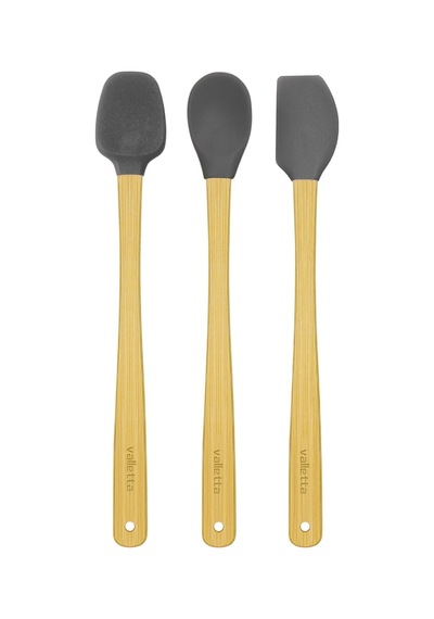 Valletta Indigo 3'lü Gri Bambu Silikon Spatula Seti Uzun 26 Cm