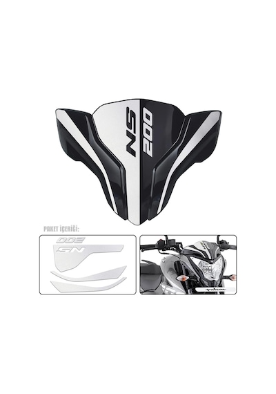 Pulsar Ns 200 Ön Cam Sticker Reflektif Beyaz 200 ns
