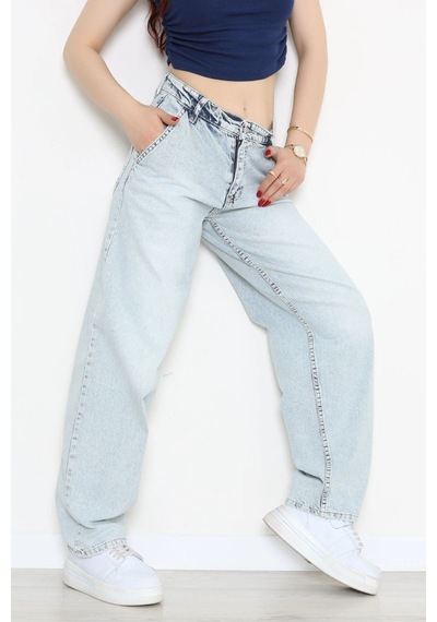 Modi Yan Cep Baggy Kot Pantolon Buzmavi - 32876.2059. Açık  Mavi