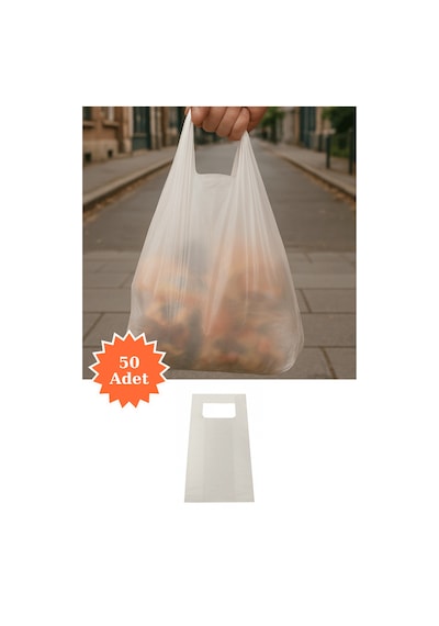 Şeffaf Atlet Poşet Market Bakkal Manav Mağaza Alışveriş Taşıma Torbası 37x63 Cm 50 Adet