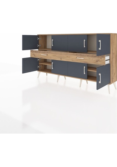 Arges Konsol 4 Raflı 2 Çekmeceli 8 Kapaklı 176x30x99 Çam-antrasit Çam-antrasit/çam Arges Konsol 4 Raflı 2 Çekmeceli 8 Kapaklı 176x30x99 Çam-antrasit Çam-antrasit/çam