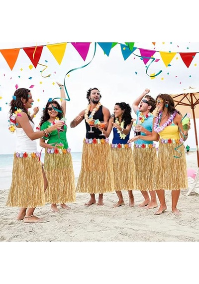 Hawaii Tarzı Hula Eteği 60 Cm Hasır Naturel Etek 5691