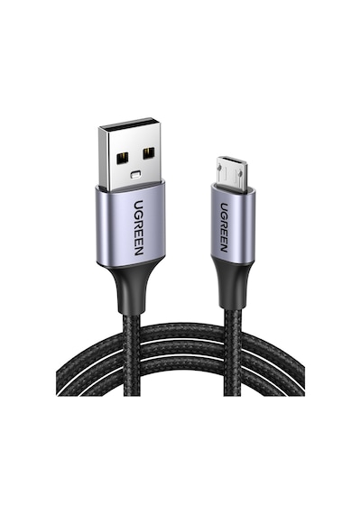 Ugreen Usb 2.0 A To Micro Usb Örgülü Hızlı Şarj Kablosu, 1m, Siyah, 60146